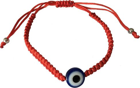 LUCKBOOSTIUM Weaved Contemporary Protection Bracelet W/Blue Beaded Evil Eye Bracelet & Adjustable String Knot, Black in Saudi Arabia