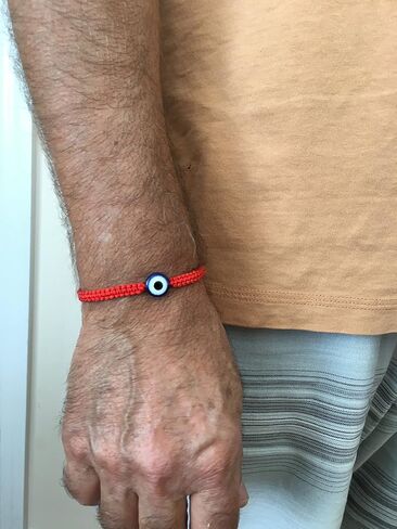 LUCKBOOSTIUM Weaved Contemporary Protection Bracelet W/Blue Beaded Evil Eye Bracelet & Adjustable String Knot, Black in Saudi Arabia