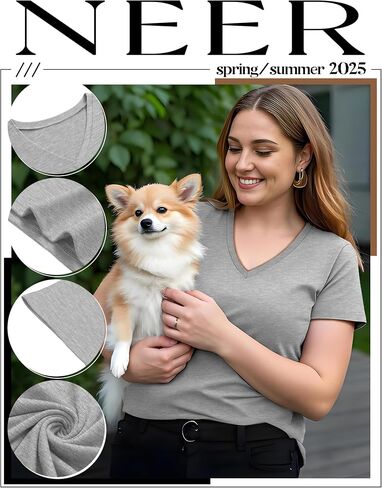 Neer 3 Pack Women's Plus tirts tirts Short Sleeve V Tops Rick Tops Solid Flat End Basic Lourd Soulding Tees in Saudi Arabia