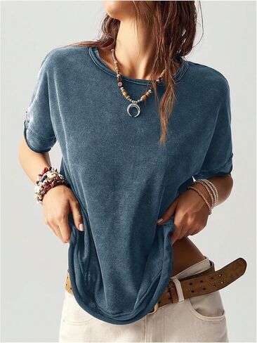 Milumia Women's Butterfly Cut Out Back T-Shirt Short Sleeve Vintage Loose Tee Tops Streetwear in Saudi Arabia