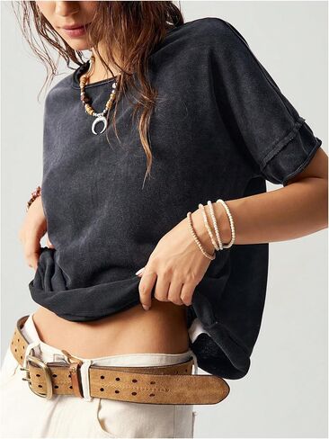 Milumia Women's Butterfly Cut Out Back T-Shirt Short Sleeve Vintage Loose Tee Tops Streetwear in Saudi Arabia