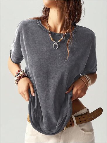 Milumia Women's Butterfly Cut Out Back T-Shirt Short Sleeve Vintage Loose Tee Tops Streetwear in Saudi Arabia