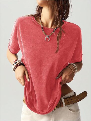 Milumia Women's Butterfly Cut Out Back T-Shirt Short Sleeve Vintage Loose Tee Tops Streetwear in Saudi Arabia