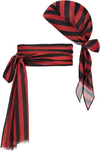 Century Star Pirate Costume Accessories Women Mens Pirate Hat with Pirate Sash Head Scarf Halloween Pirate Bandana Cosplay in Saudi Arabia