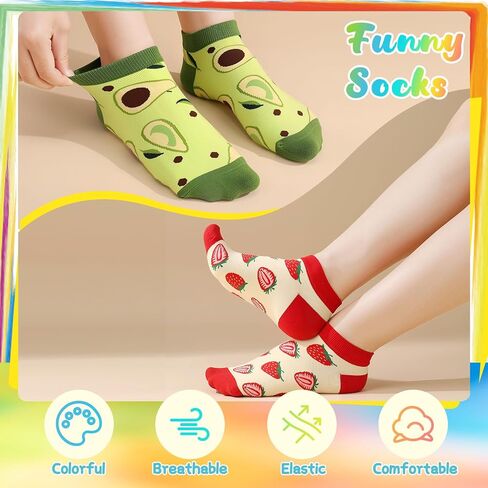 Jspupifip 9 Pairs Fun Ankle Socks for Women, Cartoon No Show Sock for Girls Lady Cute Fruit Design Size 8-10 in Saudi Arabia