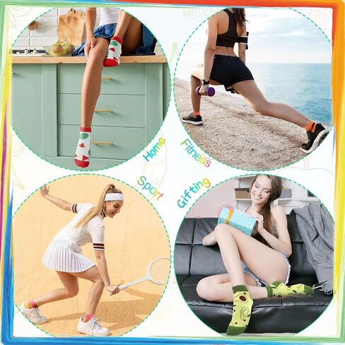 Jspupifip 9 Pairs Fun Ankle Socks for Women, Cartoon No Show Sock for Girls Lady Cute Fruit Design Size 8-10 in Saudi Arabia