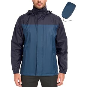 MANSDOUR Men's Packable Rain Jacket Waterproof Lightweight Windbreaker Cycling Golf Hiking Reflective Raincoat with Hood in Kuwait
