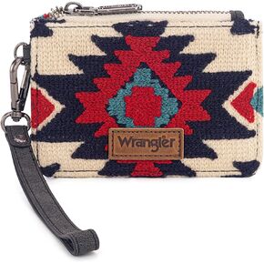 حامل بطاقة الائتمان Montana West Wrangler محفظة صغيرة للنساء نحيف معصم RFID Blolcking Blolcking Wallet Western Aztec Cards & Money Organizer Dark Pink in Kuwait