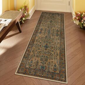 Moynesa Boho Black Rug Runners للممرات ، Floral 2x6 Runner Rughn Rugh Non Slip التقليدية العداء in Kuwait