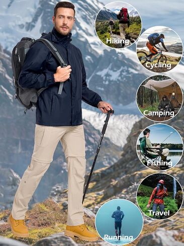 MANSDOUR Men's Packable Rain Jacket Waterproof Lightweight Windbreaker Cycling Golf Hiking Reflective Raincoat with Hood in Saudi Arabia