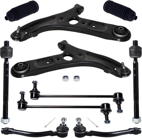 طقم التعليق 10pc Tucarest 10 PC ملاءمة لـ 11-16 Hy-undai Elantra سيدان ، 12-17 Veloster ، ذراع التحكم السفلي الأمامي ث/مفصل الكرة 4 قضيب ربط داخلي خارجي 2 Bar 2 Boots [# K62232 K750523 EV800886 ES80101074] in Saudi Arabia