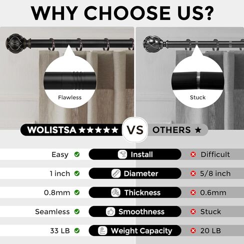 قضبان الستار الأبيض العتيقة للنوافذ من 48 إلى 84 بوصة ، وقضيب قابلة للتكيف قابلة للتعديل 1 بوصة قضيب الستار الثقيل ، وقطب رفاز مزرعة ريفي مع بوهو الملمس الملمس in Kuwait