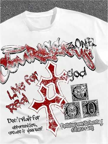 Soly Hux Men's Y2K Gothic الجرونج ملابس قصيرة الأكمام وقميص شورت Summer Streetwear in Kuwait