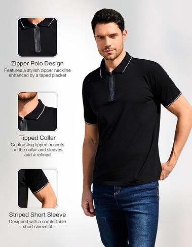 قمصان بولو من الصوف ميرينو للرجال من أجل العمل الرياضي ، ورطوبة خفيفة الوزن فتل القميص البولو قميص قصير الأكمام in Kuwait