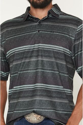 Cinch Men's Olive Striped Short Sleeve Polo in Saudi Arabia