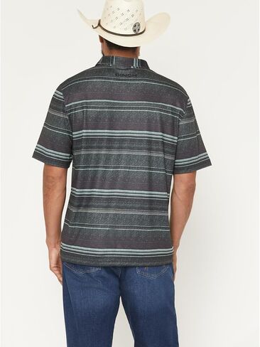 Cinch Men's Olive Striped Short Sleeve Polo in Saudi Arabia