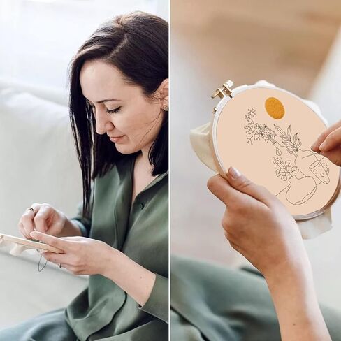Origach 4 Pack Moon Moon Tembroidery Kits للمبتدئين ، مجموعة تطريز يدوي DIY مع أنماط وتعليمات Cat Moon Floral ، طقم تطريز النمط للبالغين للبالغين صياغة in Kuwait