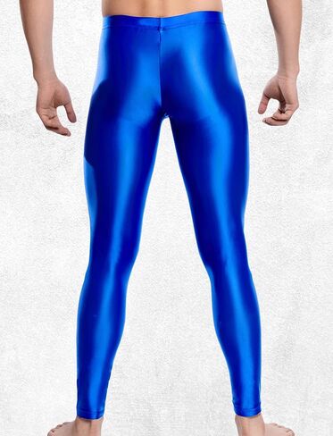 Men's Leggings Oily Shinny Tight Long Pants Sport Glossy See Through Stretch Trousers Shiny Gym M-XXL in Saudi Arabia