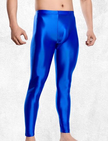 Men's Leggings Oily Shinny Tight Long Pants Sport Glossy See Through Stretch Trousers Shiny Gym M-XXL in Saudi Arabia