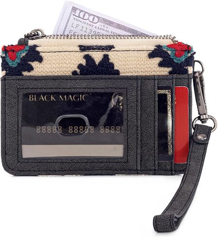 حامل بطاقة الائتمان Montana West Wrangler محفظة صغيرة للنساء نحيف معصم RFID Blolcking Blolcking Wallet Western Aztec Cards & Money Organizer Dark Pink in Kuwait