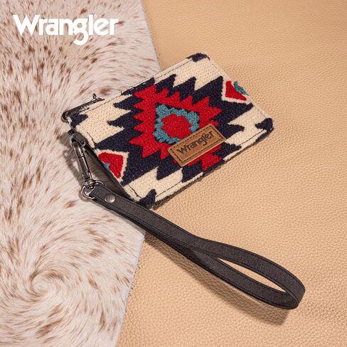 حامل بطاقة الائتمان Montana West Wrangler محفظة صغيرة للنساء نحيف معصم RFID Blolcking Blolcking Wallet Western Aztec Cards & Money Organizer Dark Pink in Kuwait