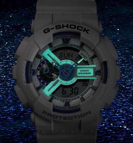 Casio G-Shock White Blue Hidden Glow Analog-Digital Resin Watch GA110HDS-7A in Saudi Arabia