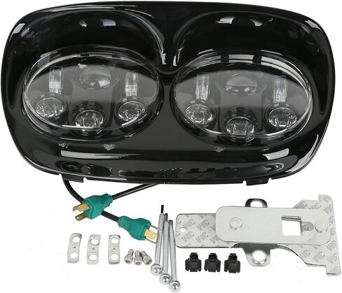 XMT-MOTO 5 3/4" Dual LED Projector Headlight Lamp fits for Harley-Davidson Road Glide models 1998-2013 in Saudi Arabia