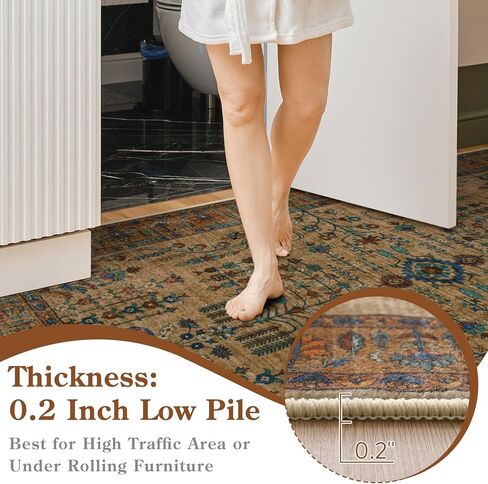 Moynesa Boho Black Rug Runners للممرات ، Floral 2x6 Runner Rughn Rugh Non Slip التقليدية العداء in Kuwait