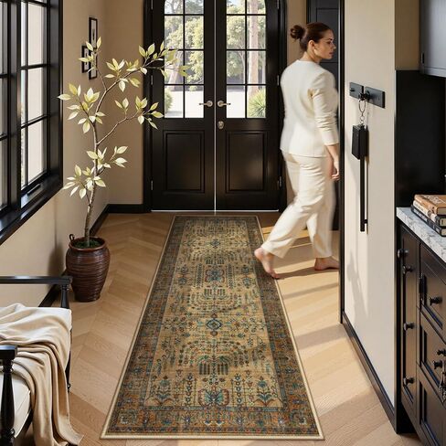 Moynesa Boho Black Rug Runners للممرات ، Floral 2x6 Runner Rughn Rugh Non Slip التقليدية العداء in Kuwait