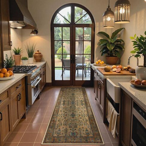 Moynesa Boho Black Rug Runners للممرات ، Floral 2x6 Runner Rughn Rugh Non Slip التقليدية العداء in Kuwait