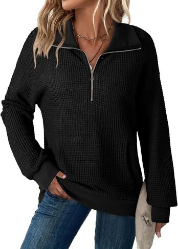 Dokotoo Womens Oversized Sweatshirts Quarter Zip Pullover Women 2025 Fall Fashion Long Sleeve Tops Outfits Clothes in Saudi Arabia