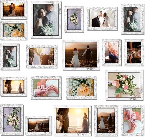 Namalu 20 Pcs Gallery Wall Frame Set Rustic Picture Frames Collage Assorted Photo Frames Wall Decor Pack for Wall Hanging or Tabletop Display Multi Sizes with 8x10 5x7 4x6 Frames in Brown Gray Black in Saudi Arabia