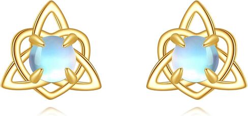 Celtic Knot Earrings 14K Solid Gold Moonstone Celtic Stud Earrings Irish Jewelry Gifts for Women in Kuwait