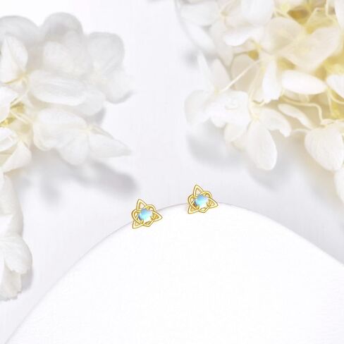 Celtic Knot Earrings 14K Solid Gold Moonstone Celtic Stud Earrings Irish Jewelry Gifts for Women in Kuwait