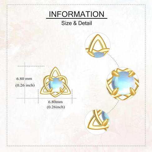 Celtic Knot Earrings 14K Solid Gold Moonstone Celtic Stud Earrings Irish Jewelry Gifts for Women in Kuwait
