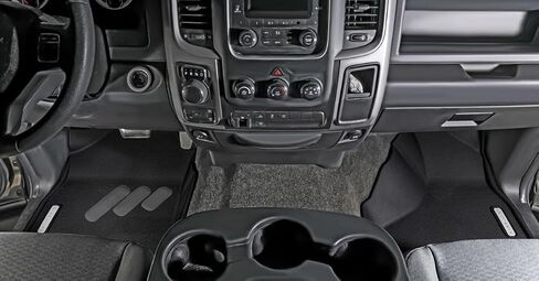 الحصير الأرضية باسيلايير لـ RAM 1500 Crew Cab (2019-2025)-صنع في الولايات المتحدة الأمريكية-ليس لعام 2019-2024 RAM 1500 Classic-Premium All-Weather-الأمامي والخلفي (الشعار الأحمر) in Kuwait