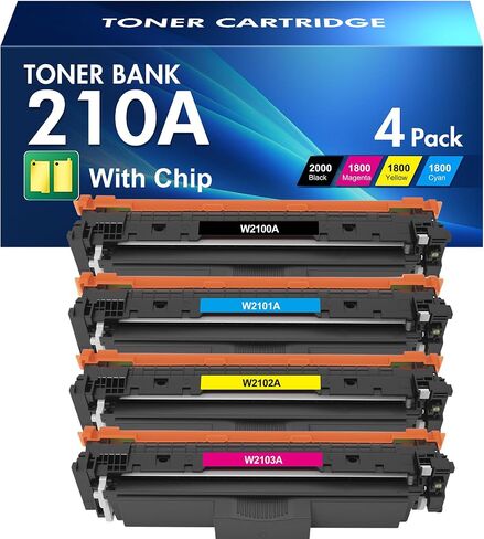 210A Toner Cartridges 4 Pack: 210X MFP 4301fdw Compatible for HP 210A 210 Toner Cartridges Set Color Laserjet Pro MFP 4301fdw 4301fdn Pro 4201dw 4201dn Series Printer W2100A W2100X High Yield Ink in Kuwait