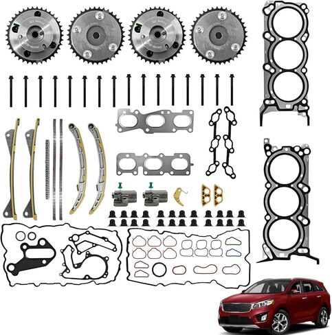 Complete Engine Timing Chain Kit Fit for 3.3L Kia Sorento Sedona Cadenza 2014-2020 Fit for Hyundai Azera Santa Fe 2013-2019 with Engine Head Gasket Set Replaces# 22311-3CGA5 24370-3CGA0 24321-3L100 in Saudi Arabia