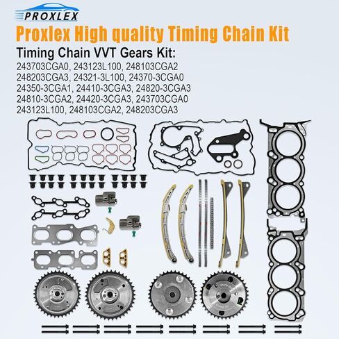 Complete Engine Timing Chain Kit Fit for 3.3L Kia Sorento Sedona Cadenza 2014-2020 Fit for Hyundai Azera Santa Fe 2013-2019 with Engine Head Gasket Set Replaces# 22311-3CGA5 24370-3CGA0 24321-3L100 in Saudi Arabia
