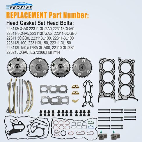 Complete Engine Timing Chain Kit Fit for 3.3L Kia Sorento Sedona Cadenza 2014-2020 Fit for Hyundai Azera Santa Fe 2013-2019 with Engine Head Gasket Set Replaces# 22311-3CGA5 24370-3CGA0 24321-3L100 in Saudi Arabia