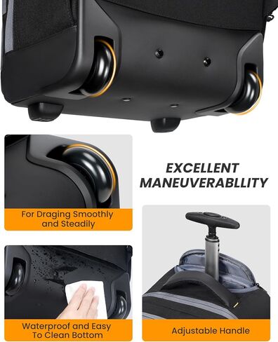 Matein Rolling Backpack مع عجلات ، فإن حقيبة الكتب المعتمدة من طيران مكافحة السرقة تناسب 17 "كمبيوتر محمول ، أسود حمل على حقيبة سفر في مدرسة كوليدج ذات الأمتعة مع ميناء USB للرجال ، الأسود in Kuwait