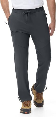 Rdruko Men's Quick Dry Hiking Pants Lightweight Stretch Elastic Waist Water Resistant Pants with Zipper Pockets for Outdoor in Saudi Arabia