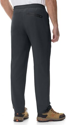 Rdruko Men's Quick Dry Hiking Pants Lightweight Stretch Elastic Waist Water Resistant Pants with Zipper Pockets for Outdoor in Saudi Arabia