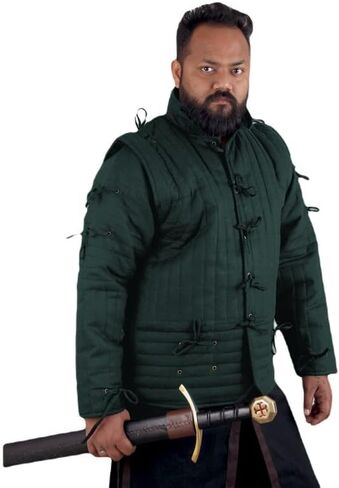 THE MEDIEVALS Gambeson Thick Padded Coat Aketon Jacket Armor, Cotton Fabrics Dress SCA in Kuwait