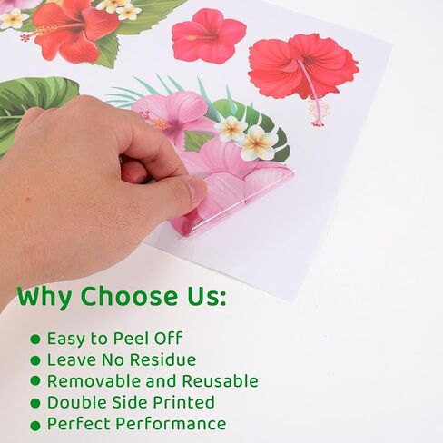 HOWAF 90+PCS Hibiscus Window Clings Stickers Hawaiian Aloha Palm Leaves Double-Sided Window Decals for Glass,9 Sheets Summer Windows Decals for Luau Tiki Beach Pool Party Supplies Home Office in Saudi Arabia