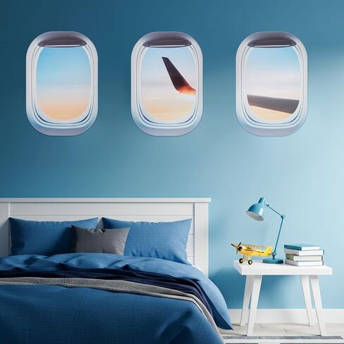3 Pcs Airplane Wing Stickers Plane Window Clings Self Adhesive Airplane Wall Decals Aviation Wall Decor 3D Wallpaper Art Gifts for Travel Birthday Party Favor Decorations (Sunshine) in Saudi Arabia