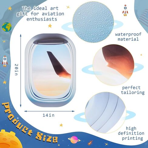 3 Pcs Airplane Wing Stickers Plane Window Clings Self Adhesive Airplane Wall Decals Aviation Wall Decor 3D Wallpaper Art Gifts for Travel Birthday Party Favor Decorations (Sunshine) in Saudi Arabia