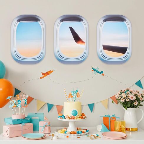 3 Pcs Airplane Wing Stickers Plane Window Clings Self Adhesive Airplane Wall Decals Aviation Wall Decor 3D Wallpaper Art Gifts for Travel Birthday Party Favor Decorations (Sunshine) in Saudi Arabia