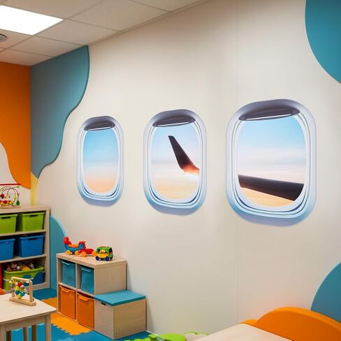 3 Pcs Airplane Wing Stickers Plane Window Clings Self Adhesive Airplane Wall Decals Aviation Wall Decor 3D Wallpaper Art Gifts for Travel Birthday Party Favor Decorations (Sunshine) in Saudi Arabia