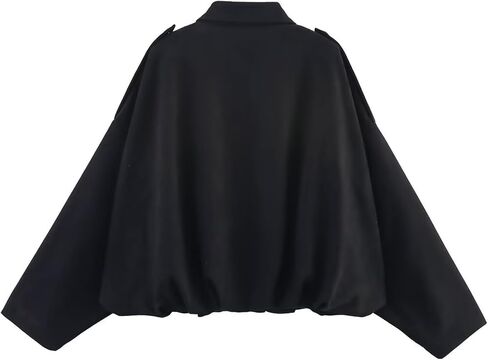 Faux Suede Jacket Women Oversized Long Sleeve Zip Up Epaulet Bomber Leather Jackets Oversized Casual Coat in Saudi Arabia